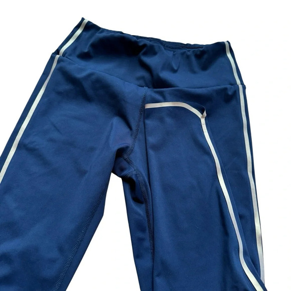 Banana Republic leggings Navy Blue Cropped Gold Straps Small - Picture 2 of 6